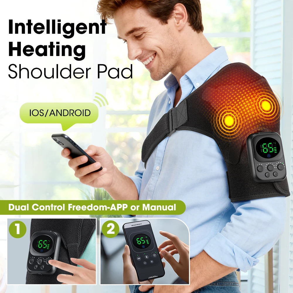 At home cordless shoulder heating massager with app control and vibration