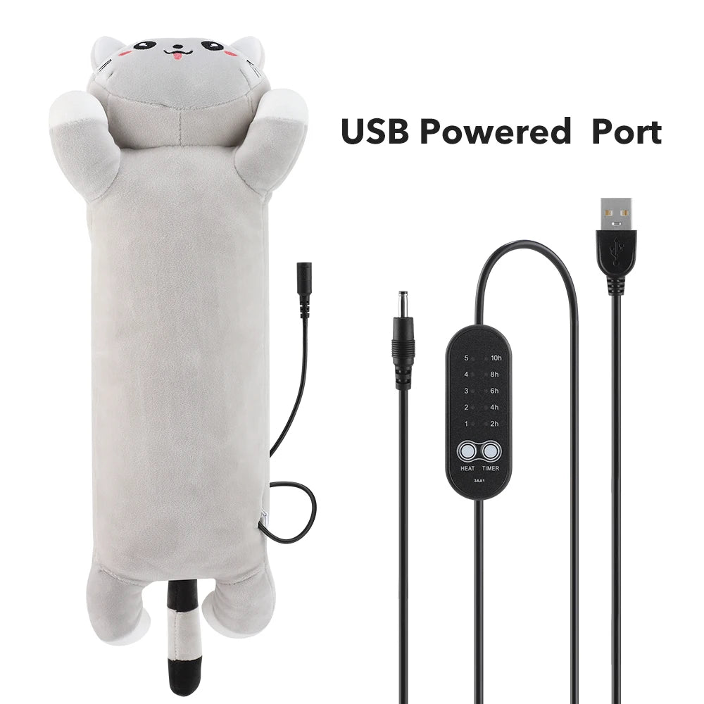 Cram relief usb heating pad cat shaped soft plush pillow hot compress - 17