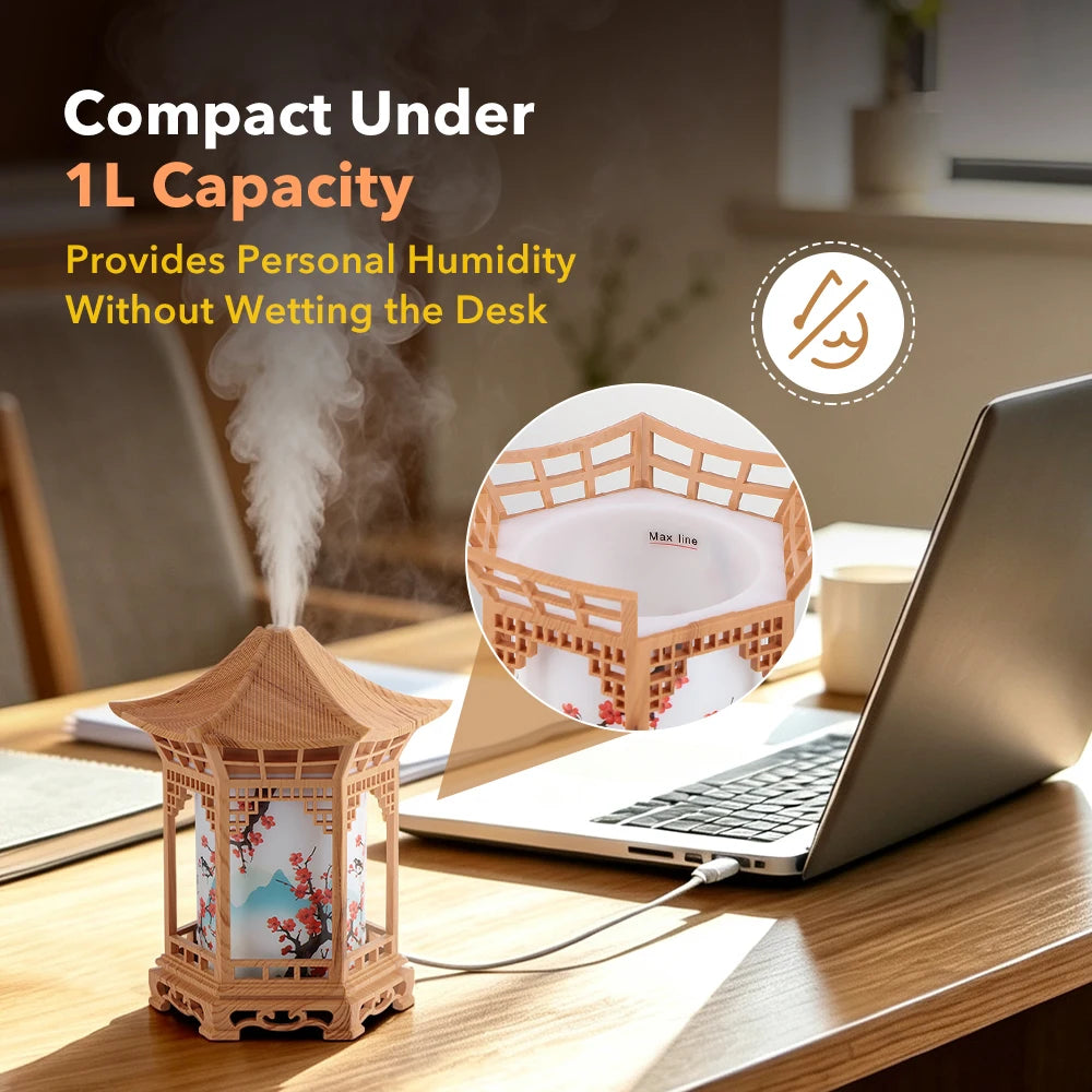 Car Bedroom Desk USB Humidifier Quiet Night Light - 3