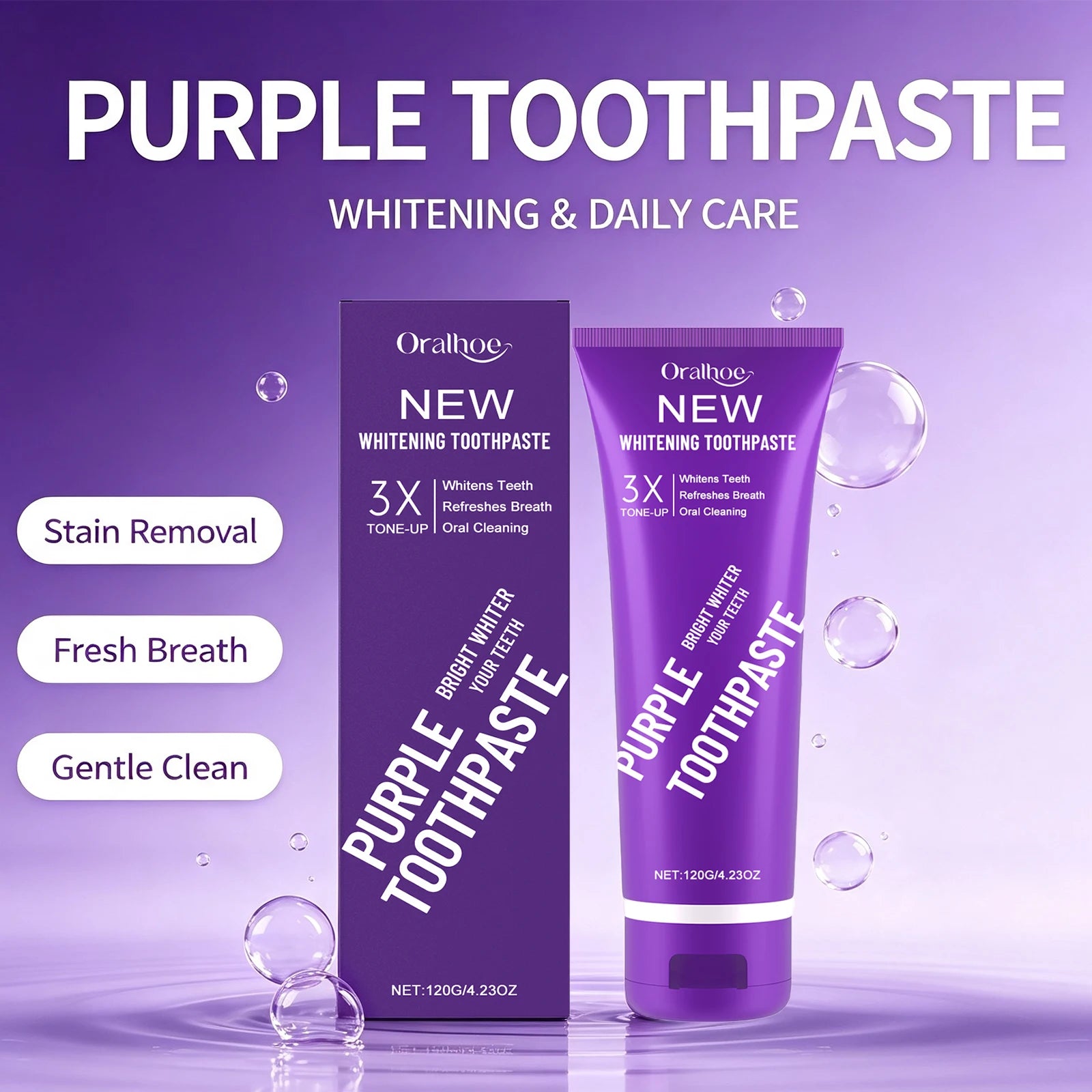 Daily Routine Purple Whitening Toothpaste for Fresh Breath and Clean Teeth - 2