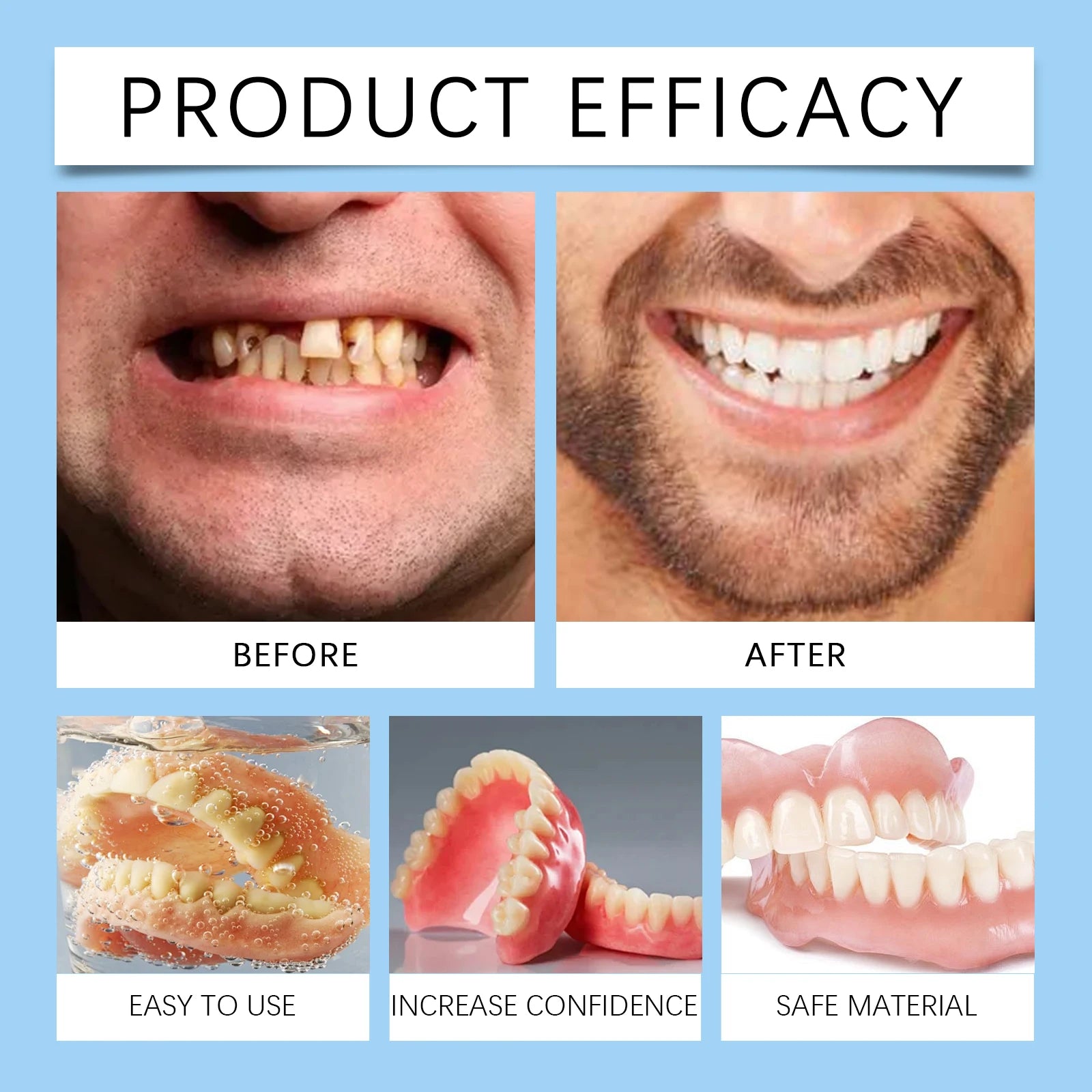 Daily Smile Silicone Dentures for Missing Teeth Full Set - 3