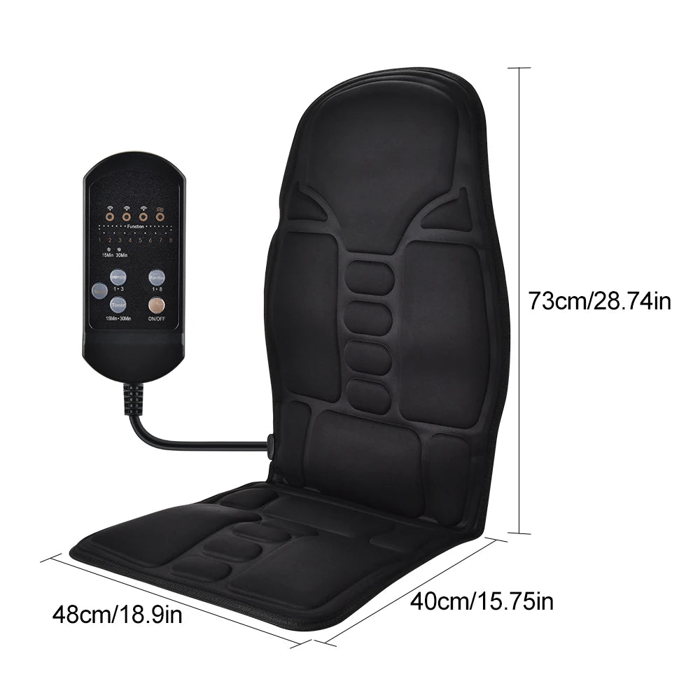 Home and Car Electric Back Massager Chair Cushion with Heat and Vibration