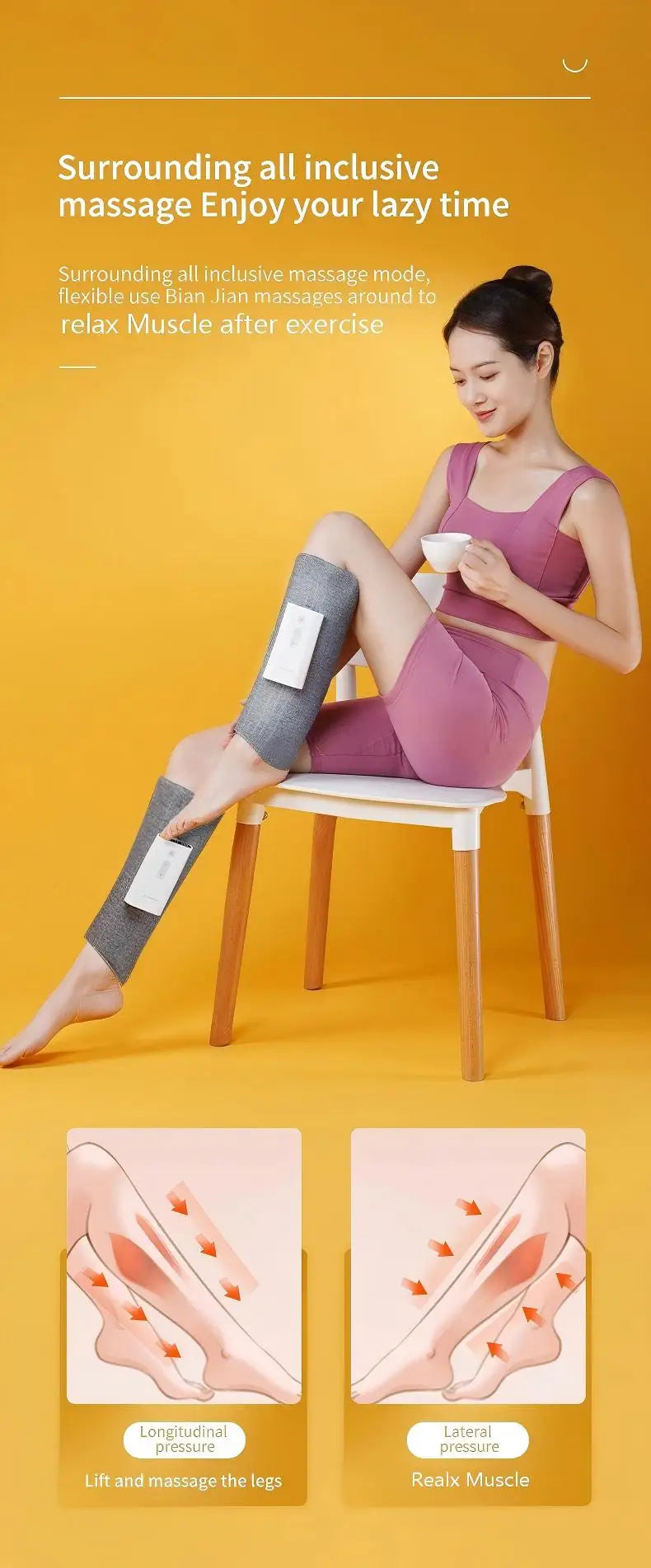 Daily Comfort Cordless Airbag Compression Leg Massager for Muscle Relaxation