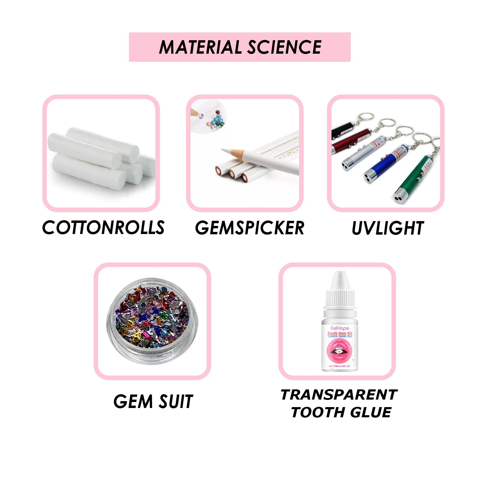 At Home DIY Tooth Gems Kit With Glue And UV Light Sparkle Ornaments - 14