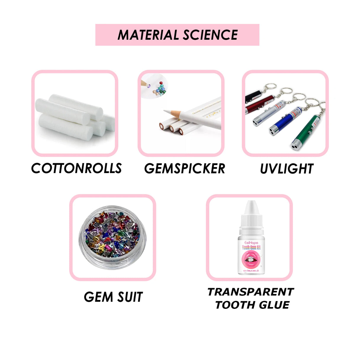 At Home DIY Tooth Gems Kit With Glue And UV Light Sparkle Ornaments