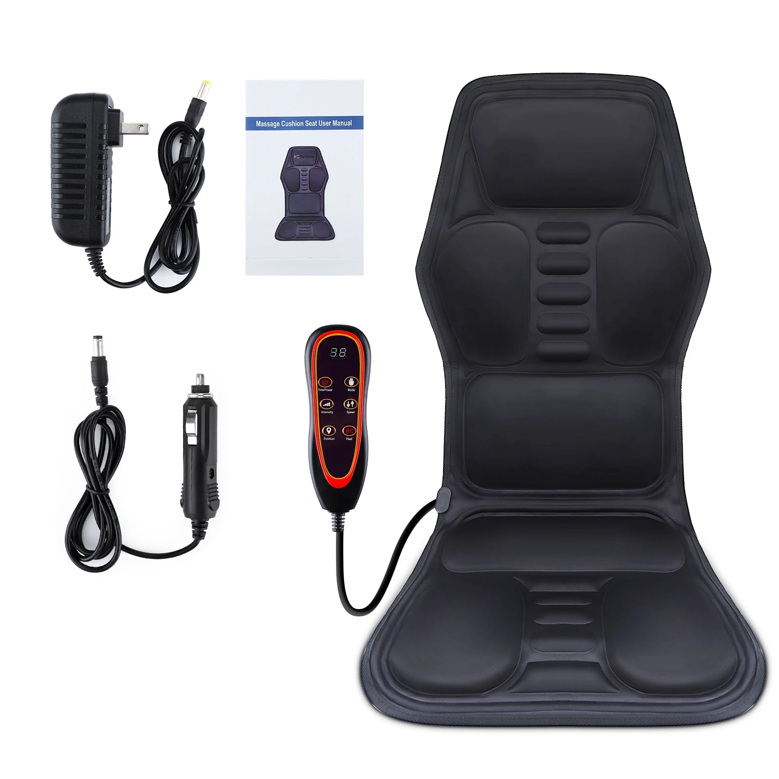 Home and Car Electric Back Massager Chair Cushion with Heat and Vibration - 24
