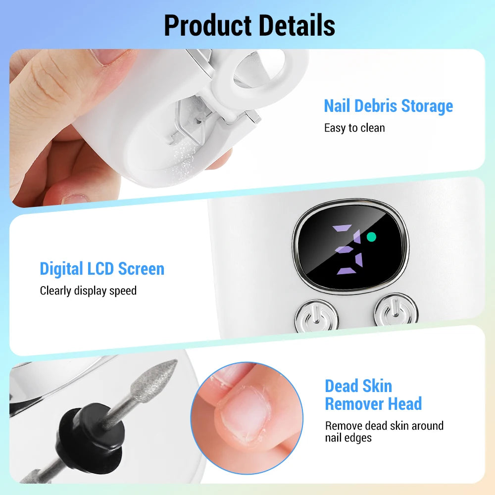 Home nail care electric nail clipper with LED light and magnifying glass - 8