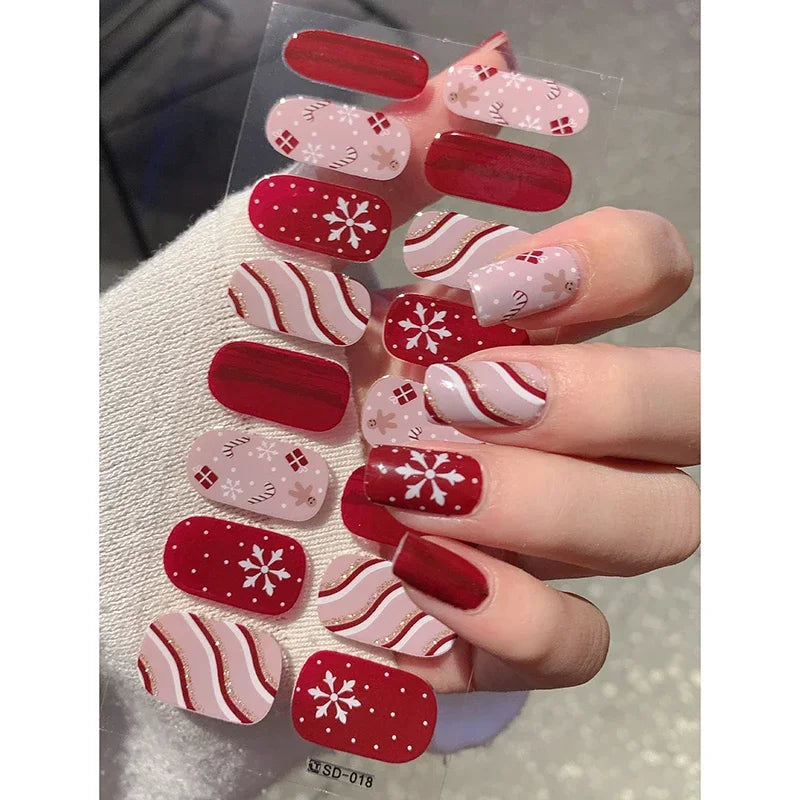 Winter nail art Christmas sticker gel wrap for festive holiday looks