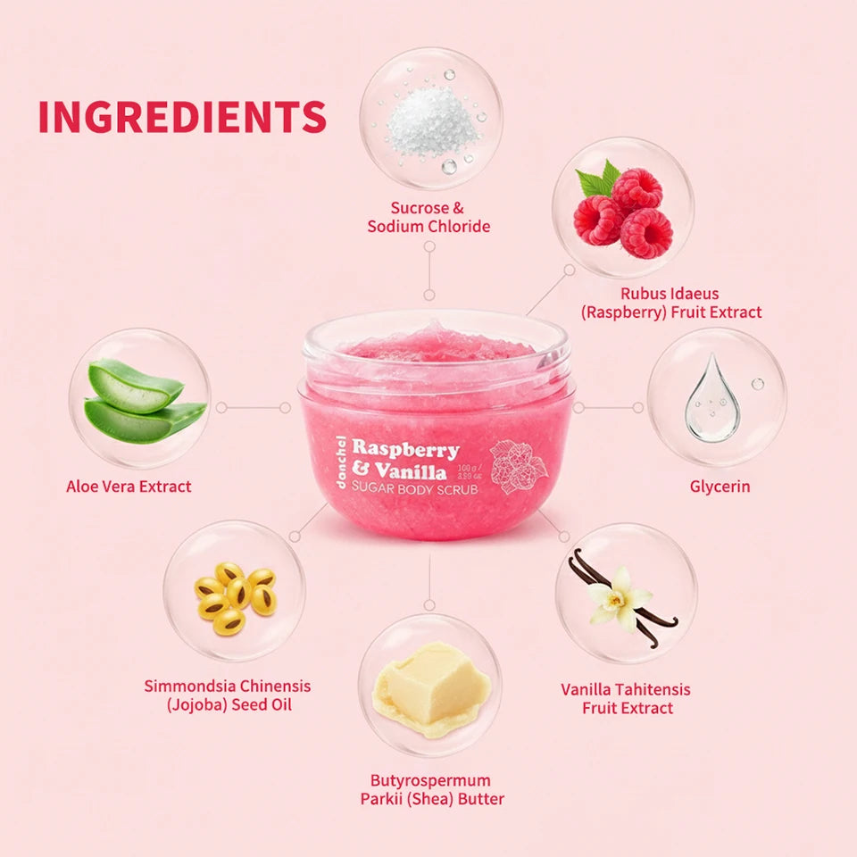 Shower Routine Raspberry Vanilla Sugar Body Scrub for Smooth Skin Care