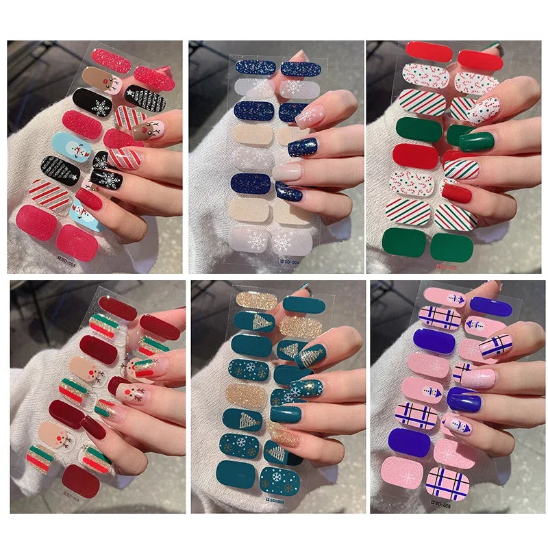 Winter nail art Christmas sticker gel wrap for festive holiday looks