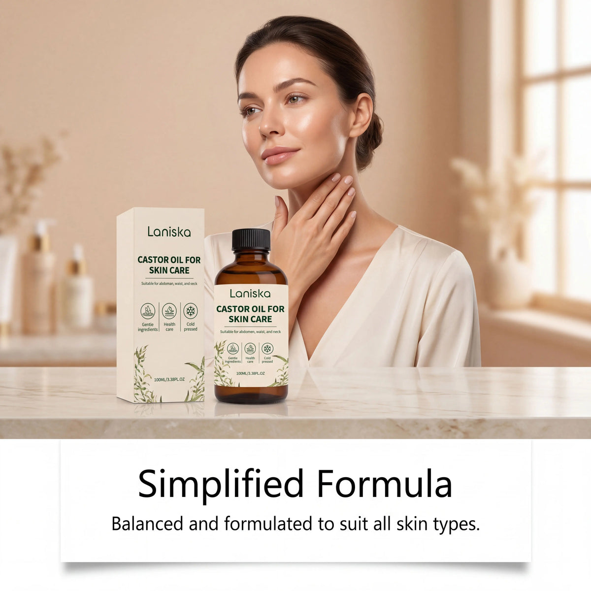 Abdomen and Neck Care Cold Pressed Castor Oil for Deep Hydration