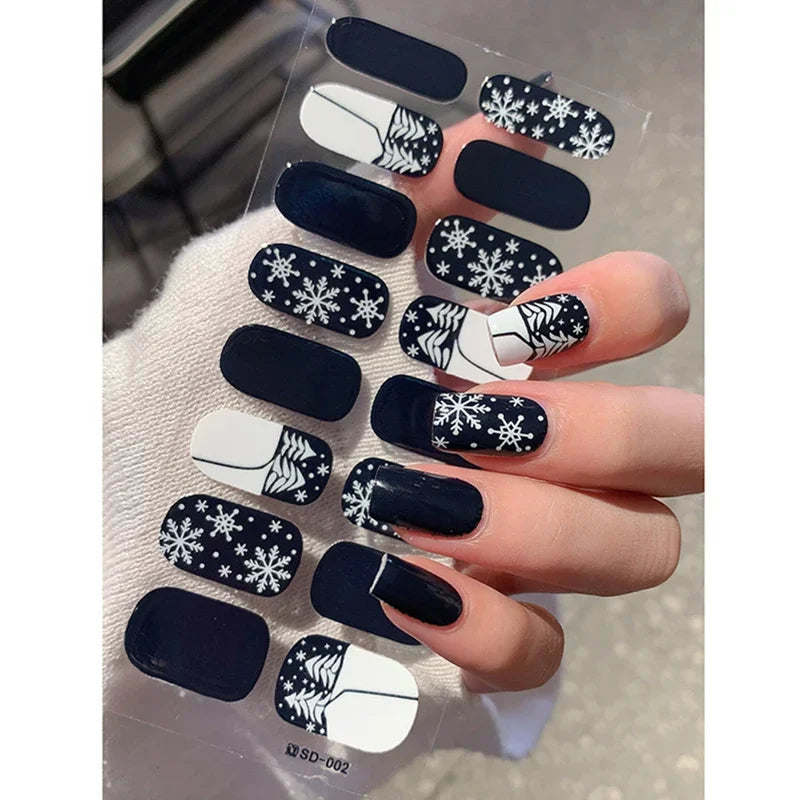 Winter nail art Christmas sticker gel wrap for festive holiday looks
