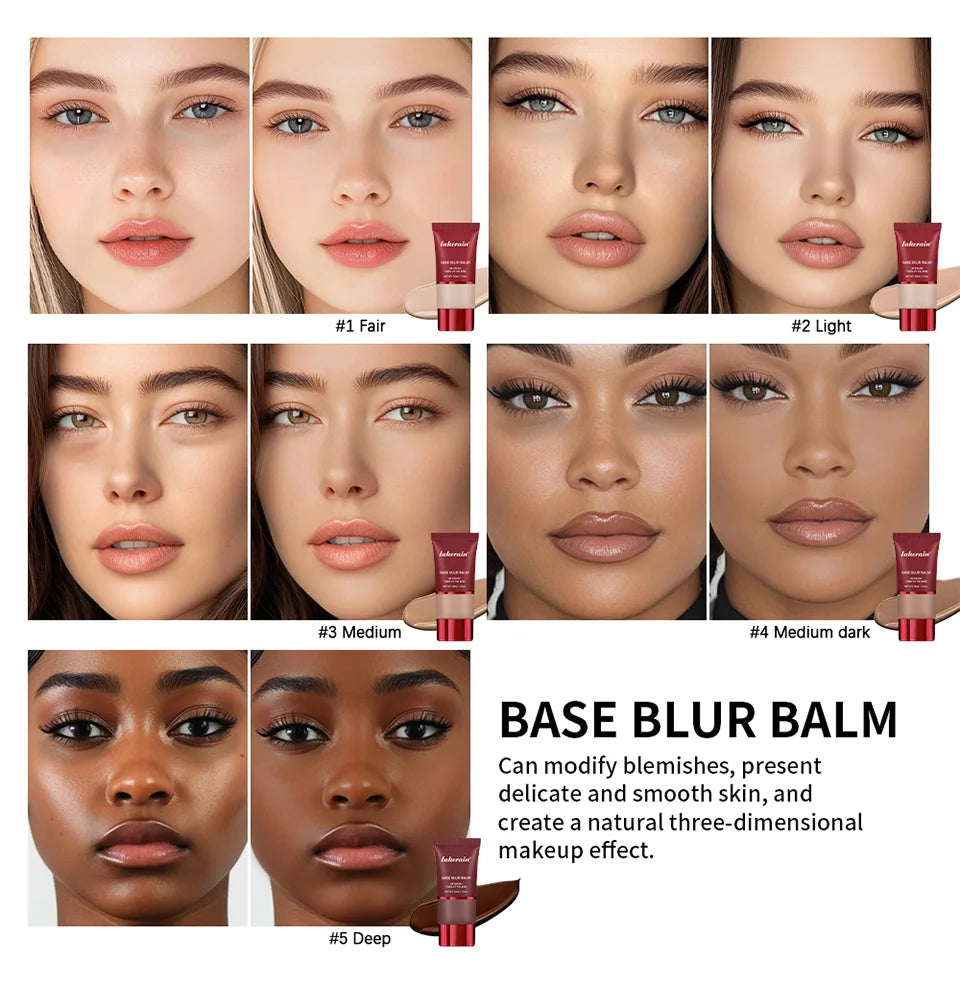 Daily Makeup Blur Base Balm and Dual Brush Set for Smooth Finish