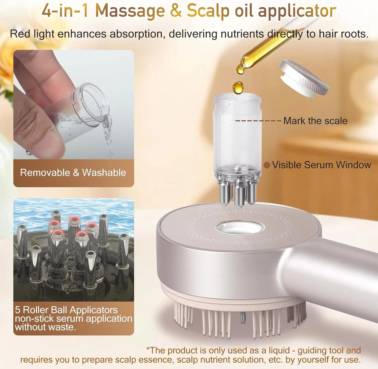 Bathroom Electric Scalp Massager Comb for Hair Growth and Serum - 6