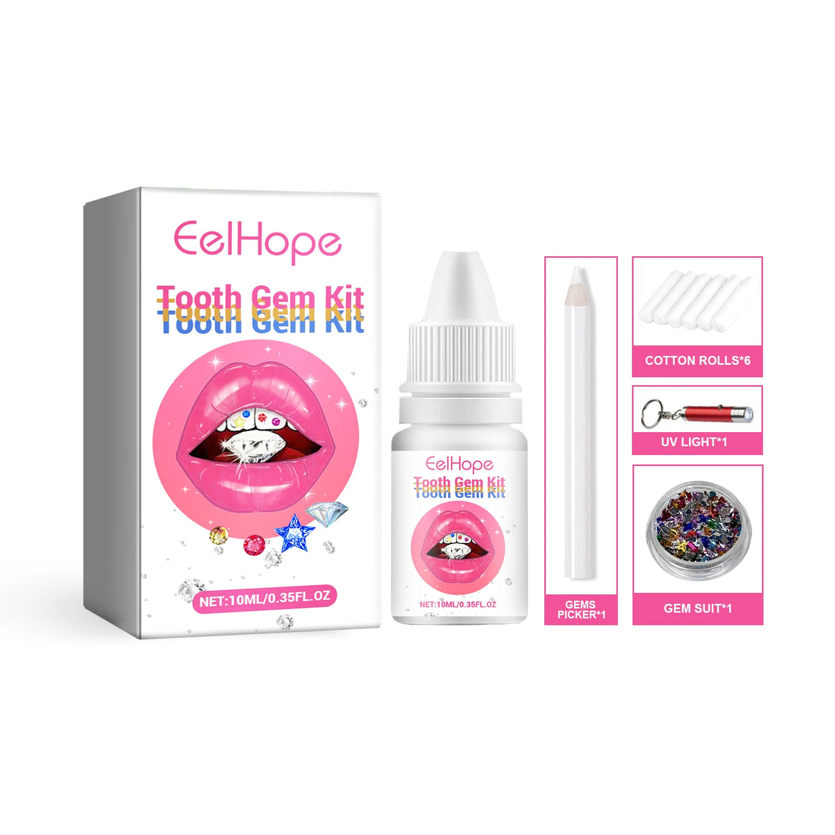 At Home DIY Tooth Gems Kit With Glue And UV Light Sparkle Ornaments