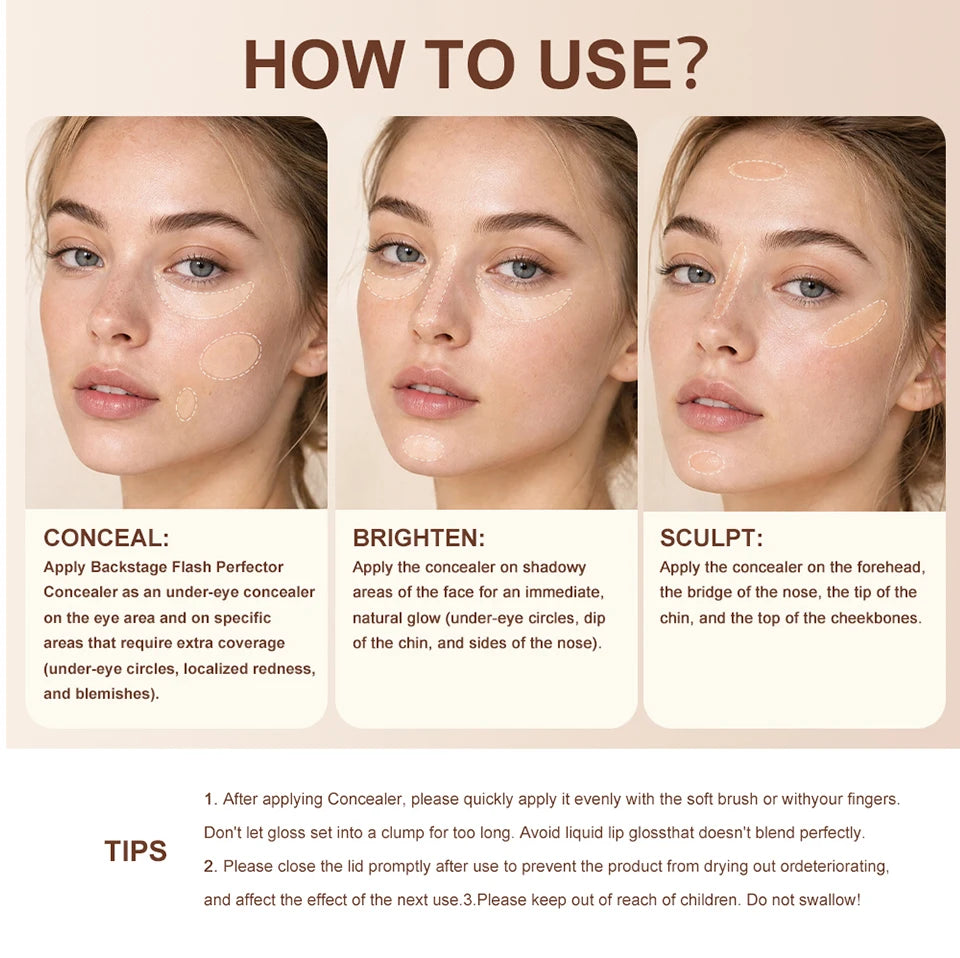 Under Eye Dark Circles Liquid Concealer for Full Coverage and Waterproof - 14
