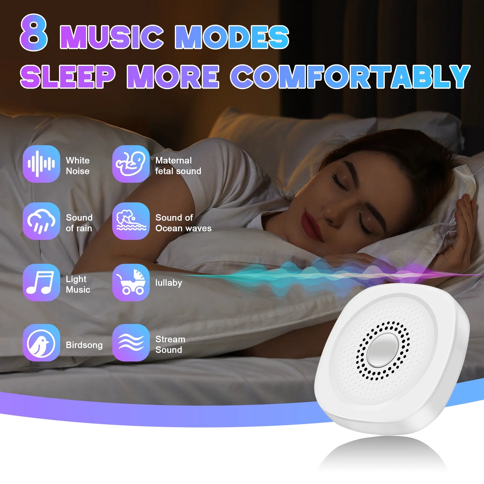 Bedtime Sleep Aid White Noise Machine for Restful Nights - 3