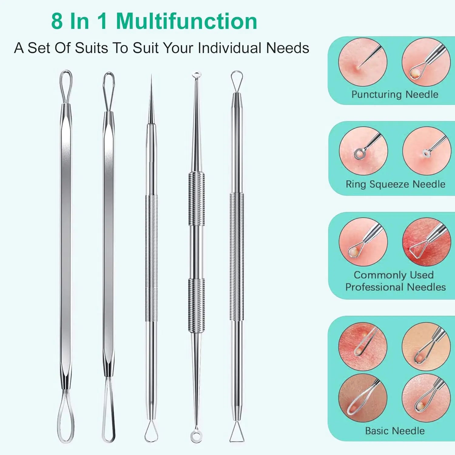 Bathroom mirror skin care 5PCS Blackhead Removal Kit for deep facial cleaning - 2