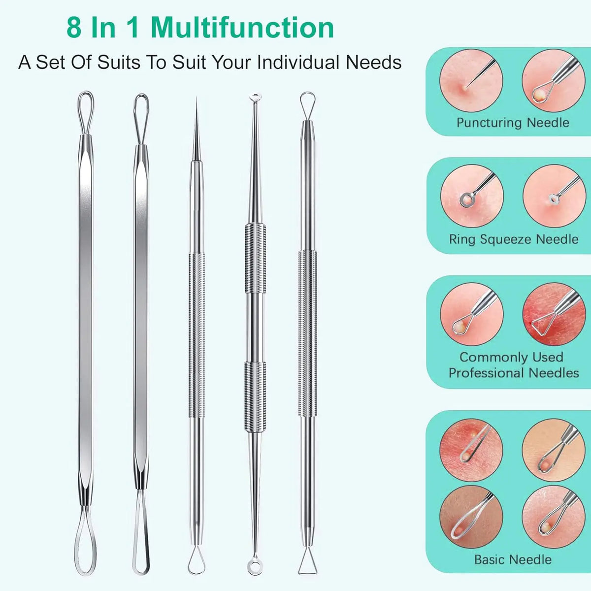 Bathroom mirror skin care 5PCS Blackhead Removal Kit for deep facial cleaning