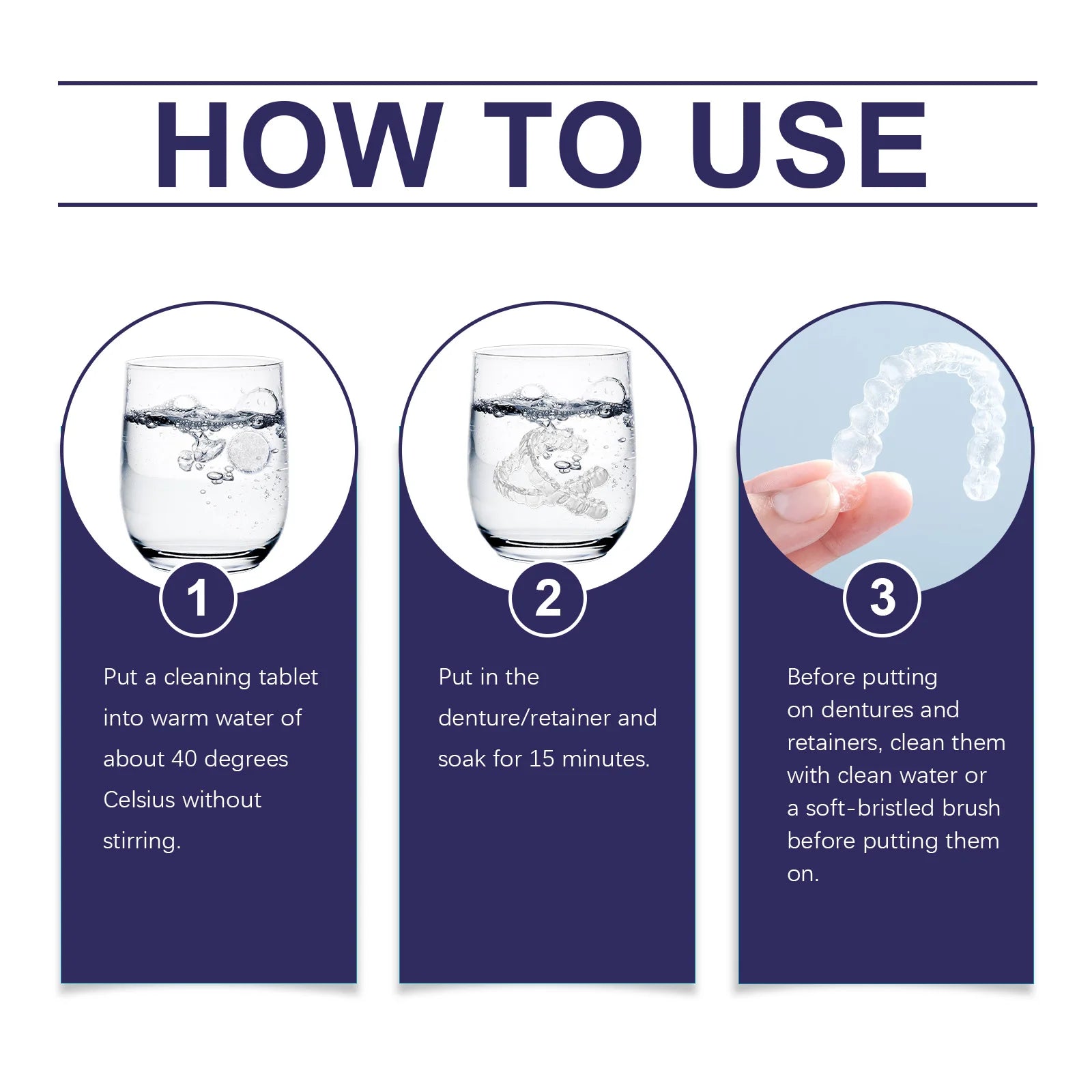 Daily Dental Care Denture Cleaning Tablets for Fresh Breath and Plaque Removal - 12