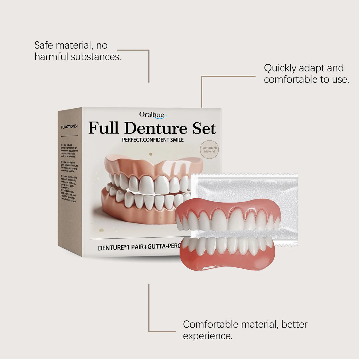 Bright Smile Denture Set for Restoring Missing Teeth and Brighter Smiles