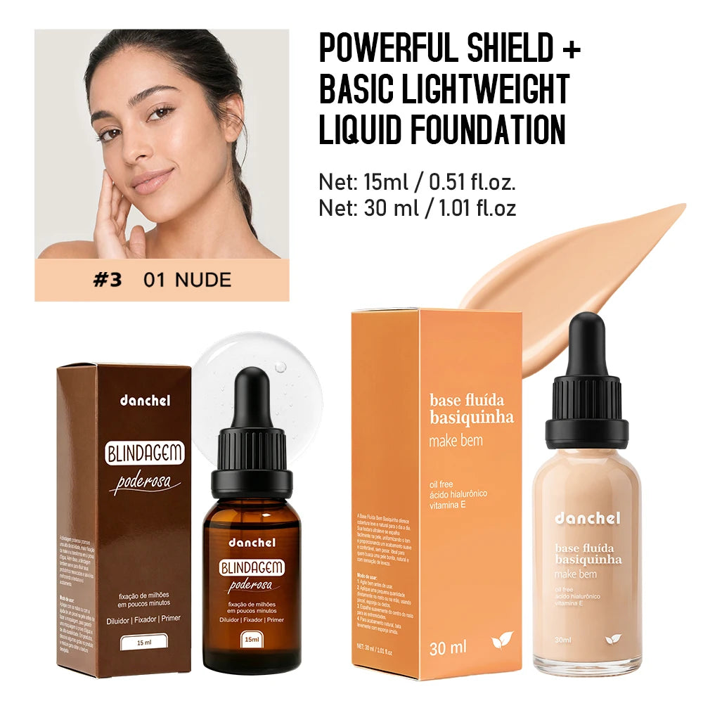 Daily Makeup Face Makeup Set with Primer Serum and Liquid Foundation - 24