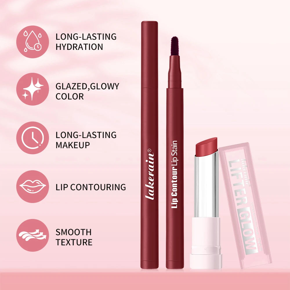 Daily makeup routine lip liner pencil and moisturizing lip balm kit