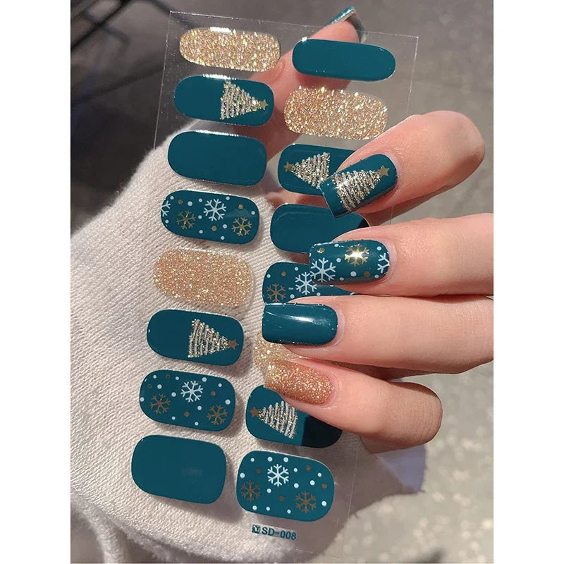 Winter nail art Christmas sticker gel wrap for festive holiday looks - 14