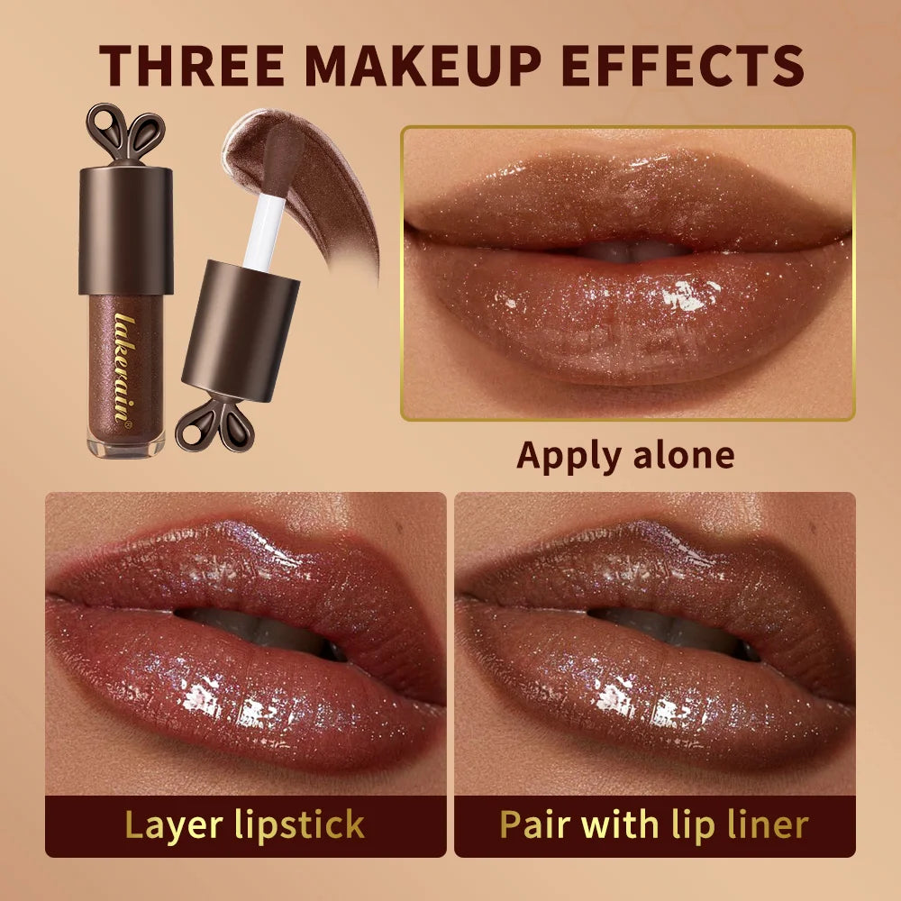 Daily Makeup Lip Gloss Deep Moisturizing Chocolate Glow Lip Care Cosmetics - 4