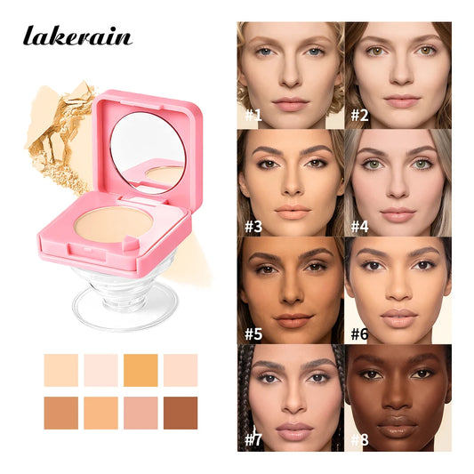 Daily Face Makeup Pressed Powder With Mirror for Oil Control and Finish