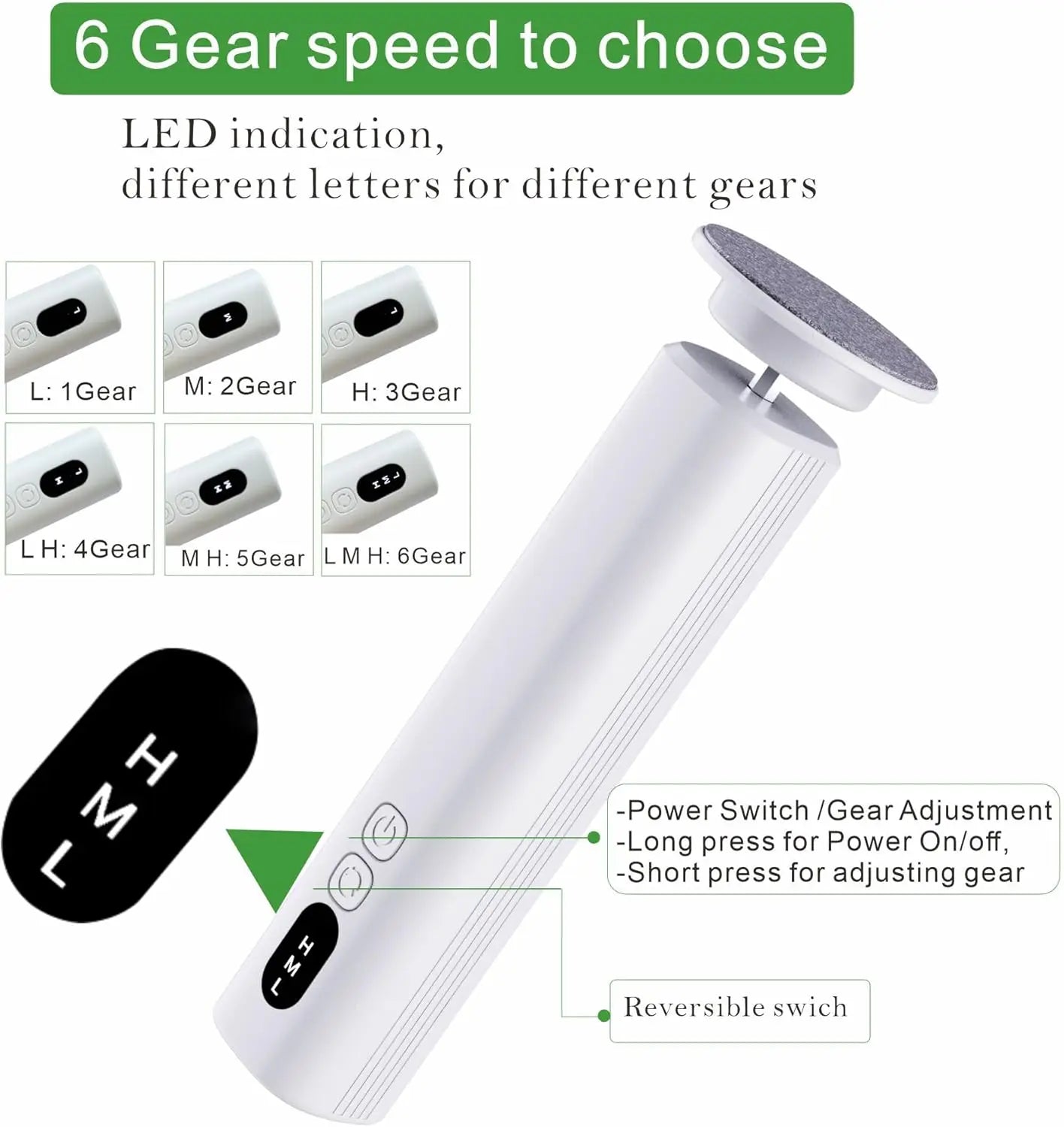 At Home Foot Care Cordless Electric Foot Callus Remover for Soft Heels - 6