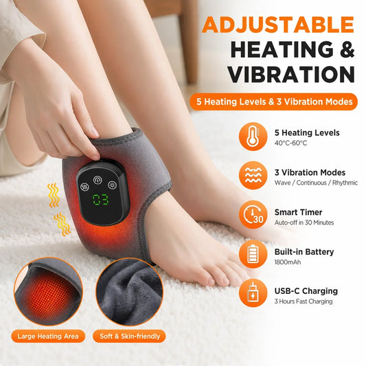 Relaxing at home heated ankle massager with soothing warmth