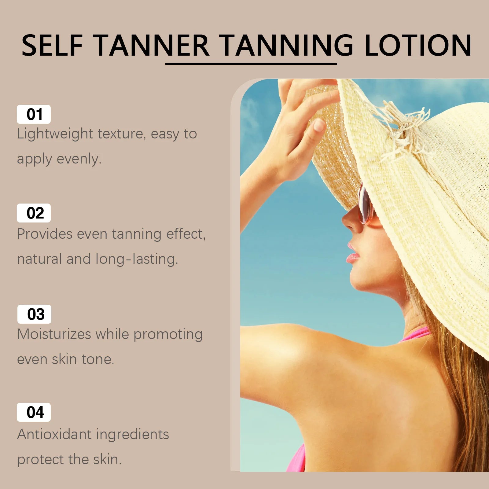 Beach Day Self Tanning Lotion Natural Bronze Glow For Full Body - 10