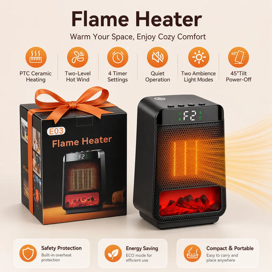 Office Desk Space Heater with Ambient Light and Ceramic Rapid Heating