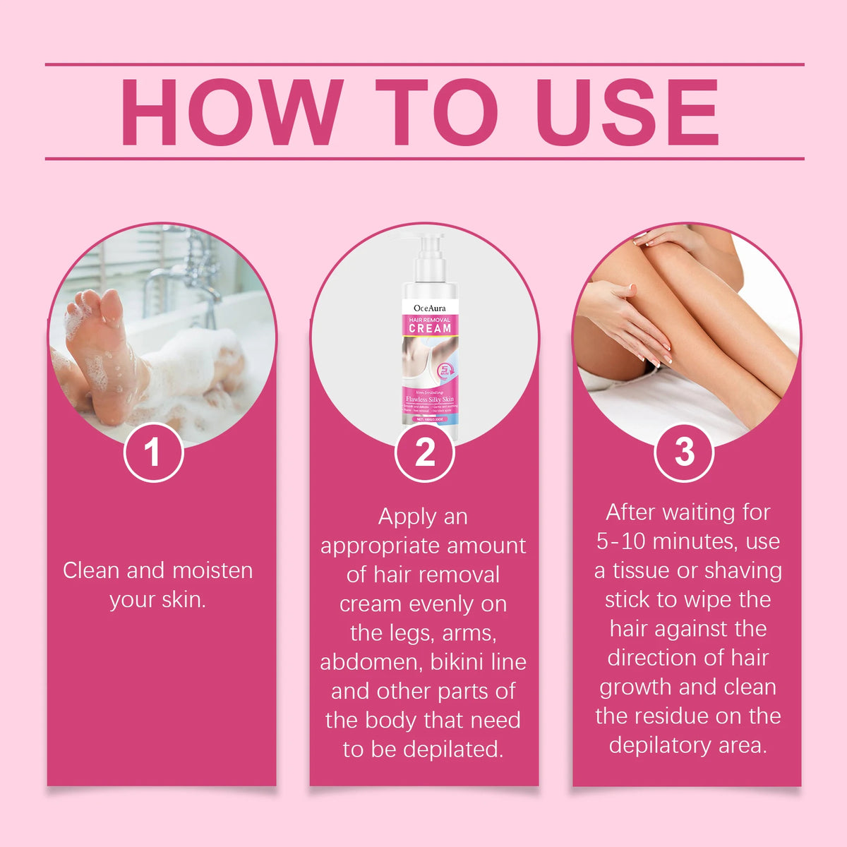 Smooth Skin Hair Removal Cream for Painless and Easy Body Grooming