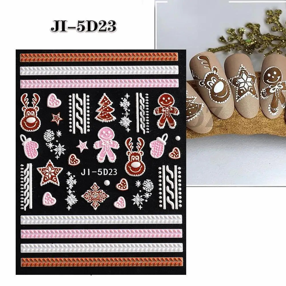 Christmas party nail art decor winter sticker for holiday manicure styling