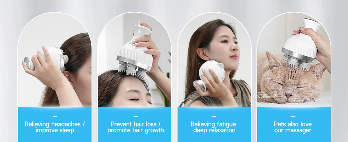 Home Electric Head Scalp Massager for Stress Relief and Hair Growth