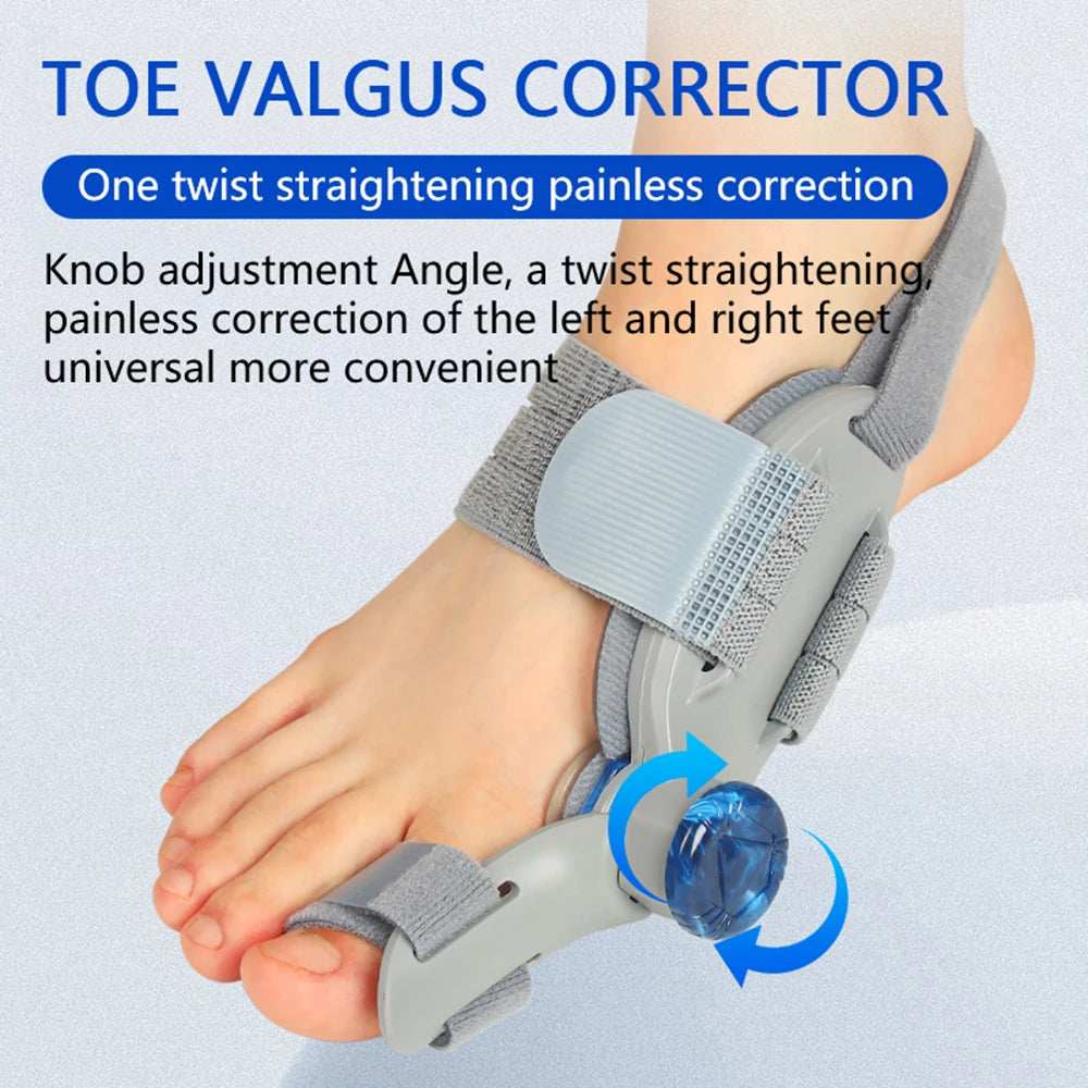 Home bunion adjuster brace with knob dial for comfortable toe alignment
