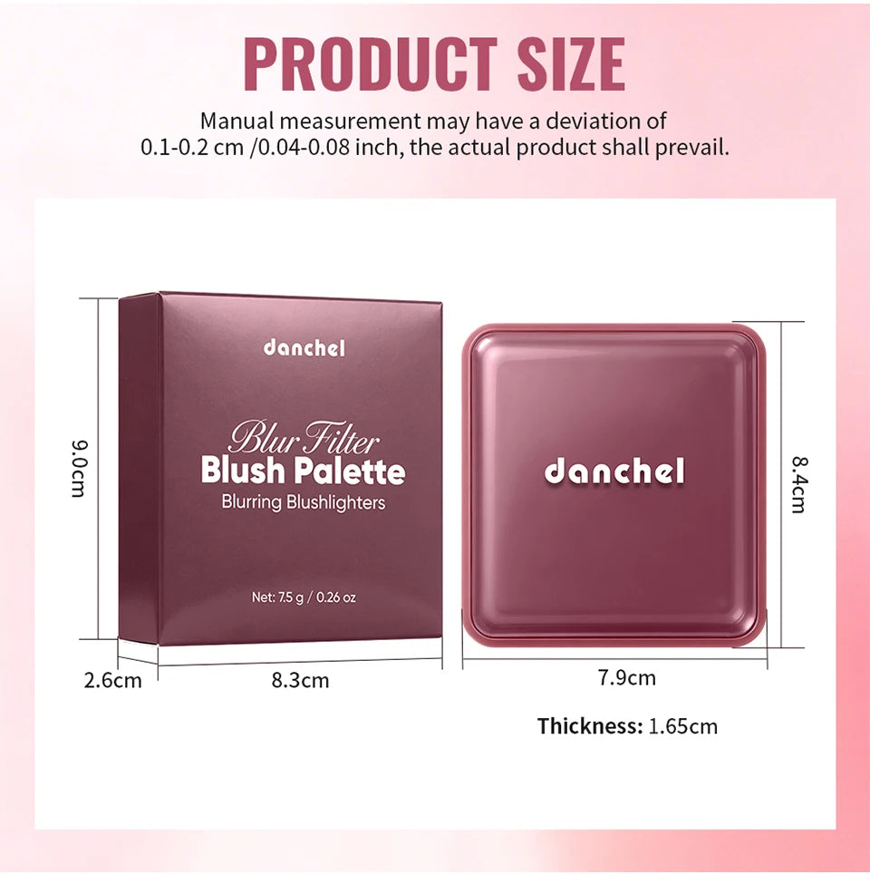 Daily Makeup Blur Filter Blush Palette with Brush for Natural Flush - 15