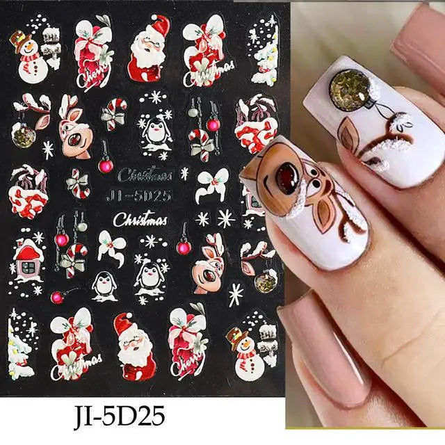 Christmas party nail art decor winter sticker for holiday manicure styling