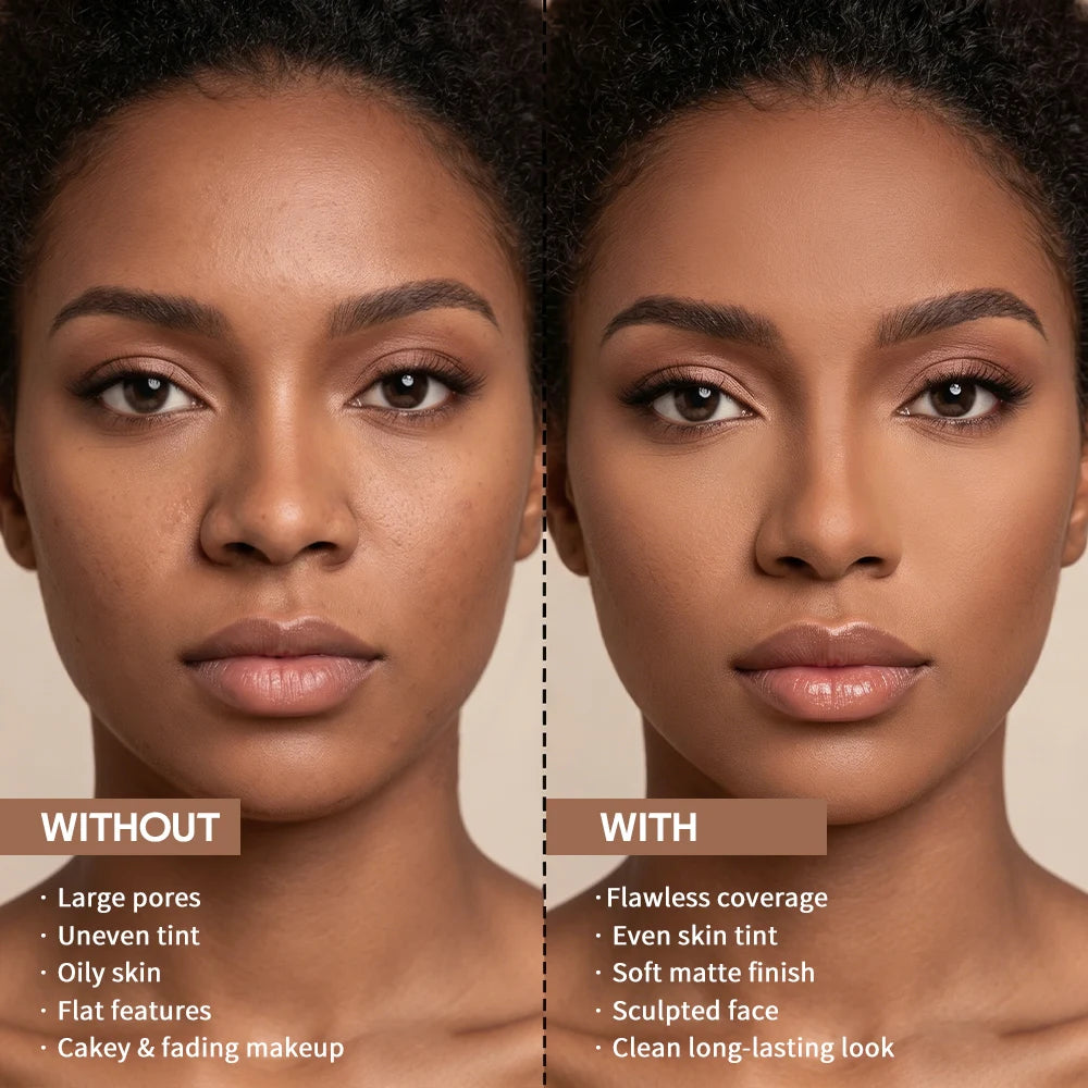 Daily Makeup Bronze Compact Powder for Flawless Matte Finish Coverage - 4