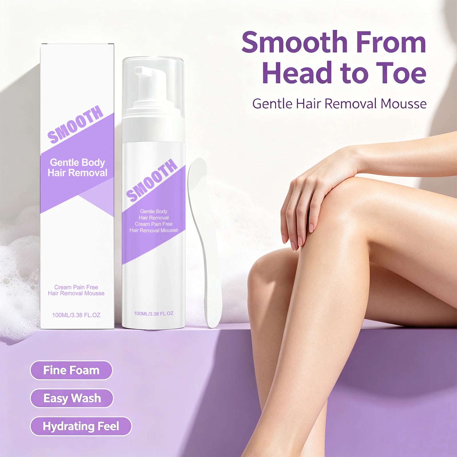 Smooth Skin Hair Removal Mousse for Painless and Easy Body Grooming - 2