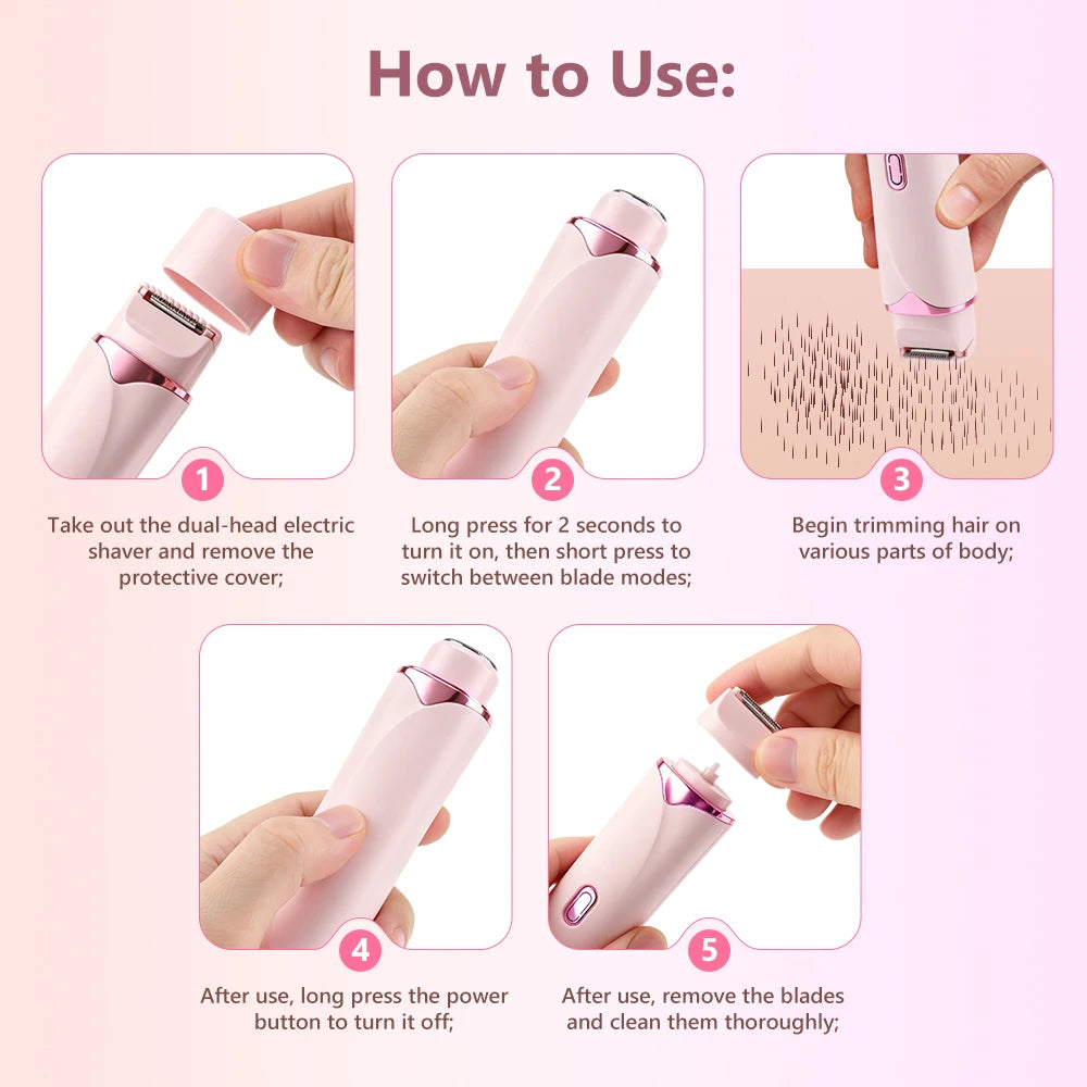 Bathroom Electric Shaver Dual Head Trimmer for Smooth Hair Removal - 6