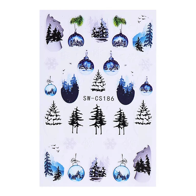 Christmas party nail art decor winter sticker for holiday manicure styling - 19