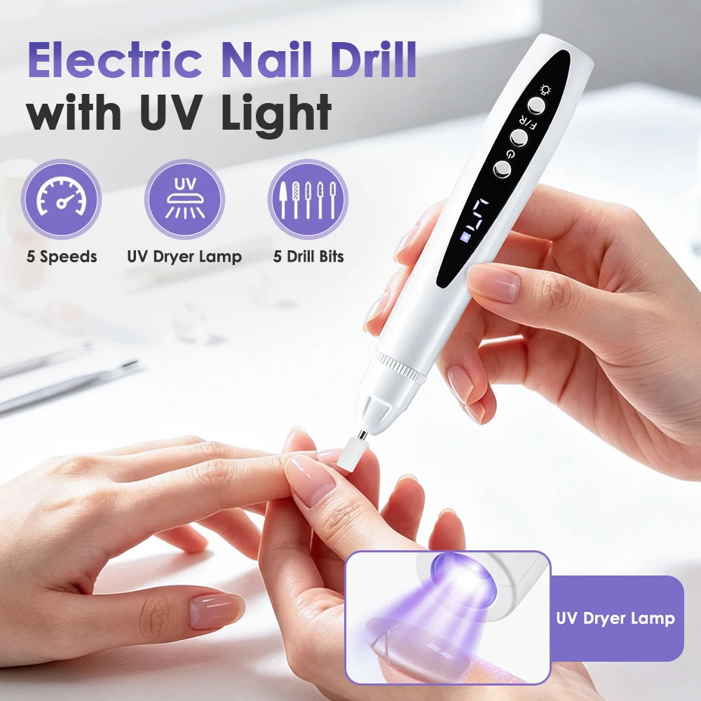 Home salon electric nail drill and UV lamp for gel nails manicure care - 8