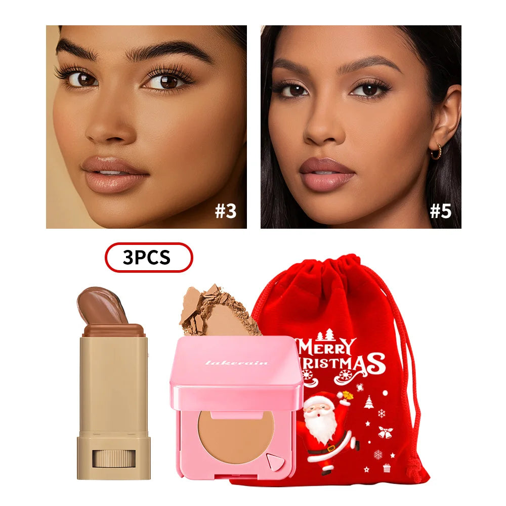 Christmas Gift Foundation Stick Pressed Powder Compact Set - 33