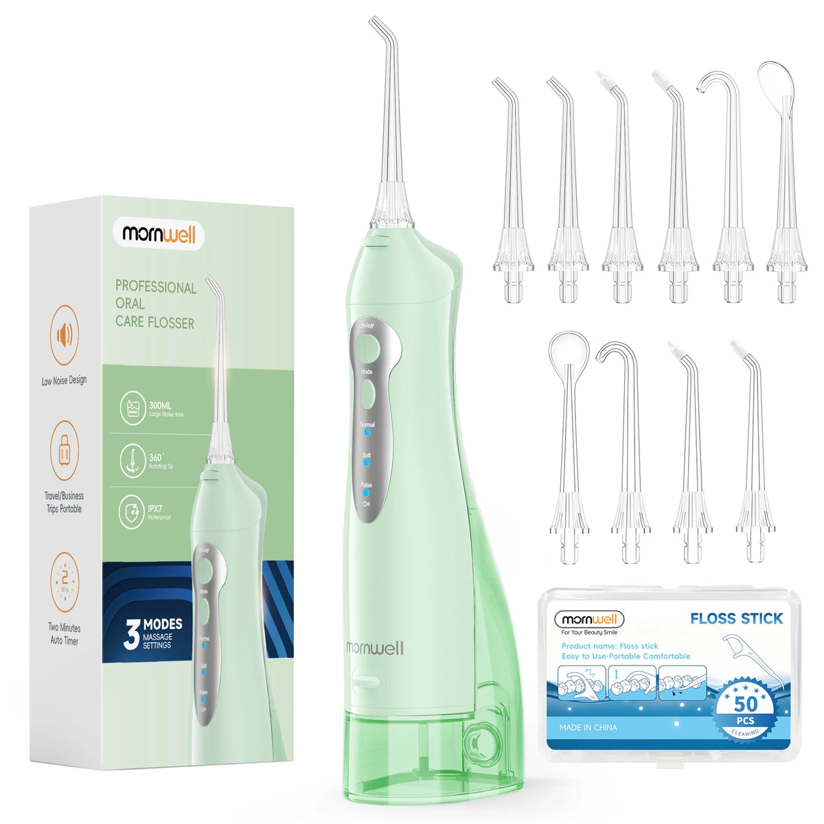 Bathroom Oral Care Water Flosser with Rechargeable Battery and 300ML Tank