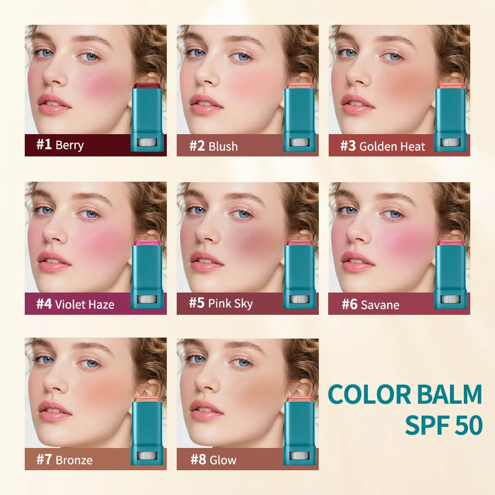 Outdoor Makeup SPF 50 Blush Balm Stick for Sun Protection and Color