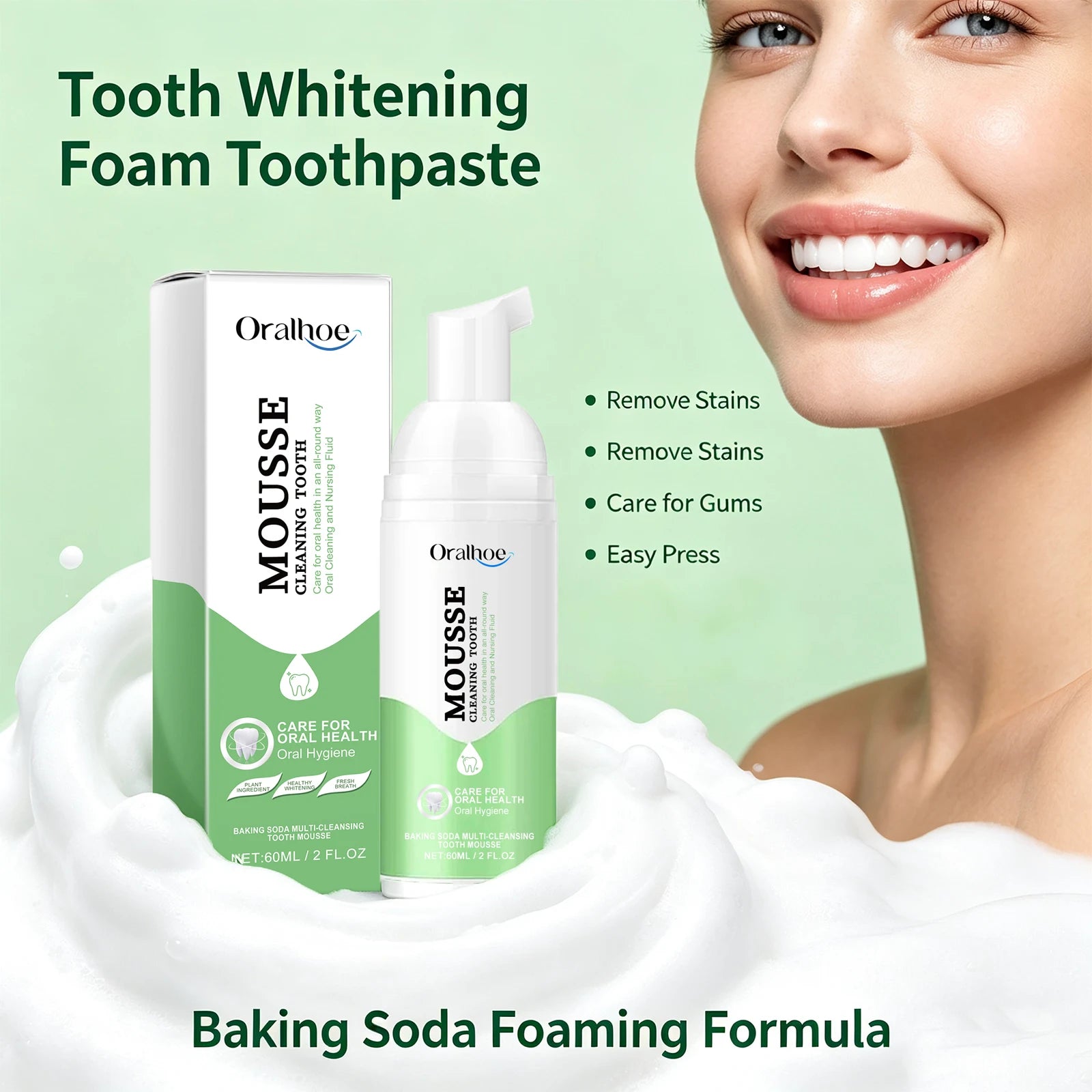 Daily Routine Whitening Foaming Toothpaste for Stain Removal and Fresh Breath - 3