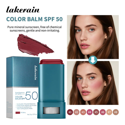 Outdoor Makeup Sunscreen SPF 50 Blush Stick for Glowing Cheeks